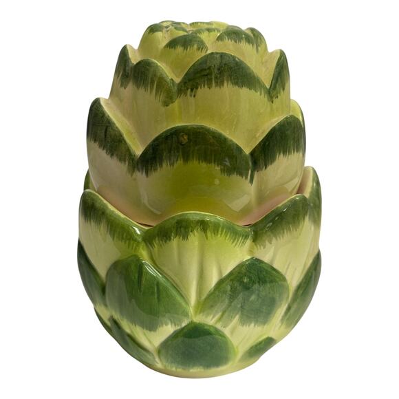 Vintage OCI Ominibus Ceramic Nested Artichoke Salt & Pepper Shaker Set  - A1259 - Picture 10 of 12